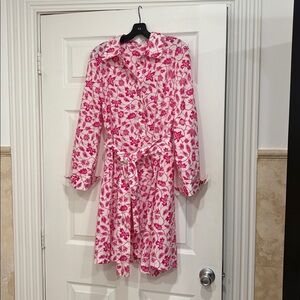 Floral Pink and White Button-Up Dress